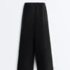 100% linnen broek met rechte pijpen 100% linnen broek met rechte pijpen