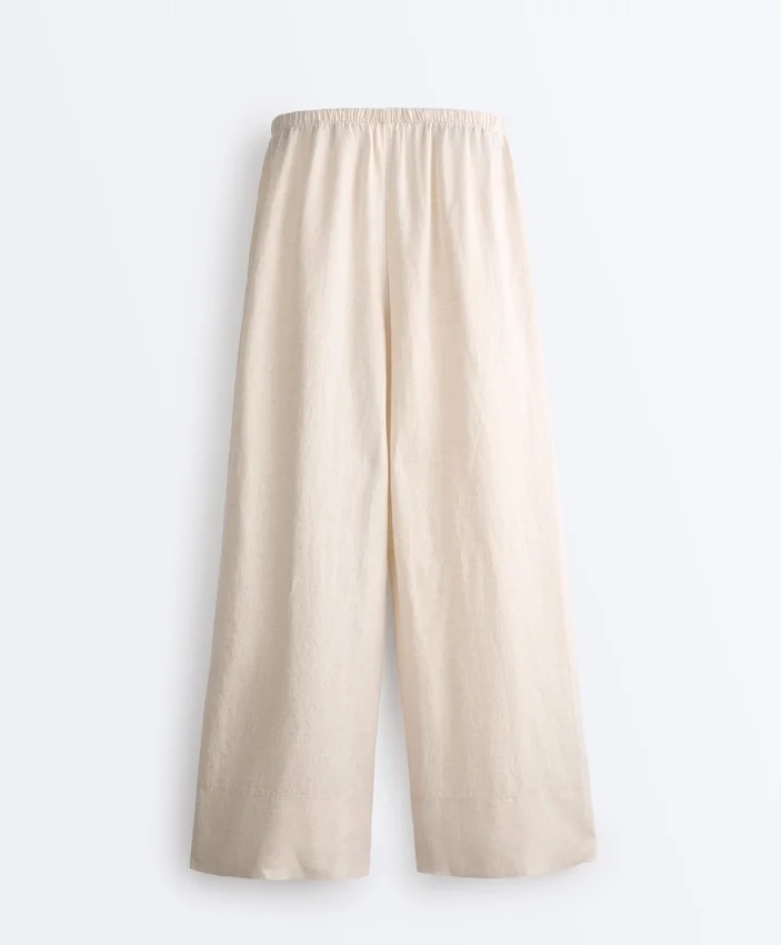 100% linnen broek met rechte pijpen 100% linnen broek met rechte pijpen