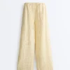 100% linnen broek met rechte pijpen en gestreept print