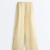100% linnen broek met rechte pijpen en gestreept print