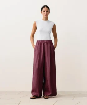100% linnen broek met wijde pijpen