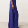 100% linnen broek met wijde pijpen en plooien aan de zijkant