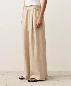 100% linnen broek met wijde pijpen en strepen