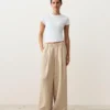 100% linnen broek met wijde pijpen en strepen