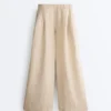 100% linnen broek met wijde pijpen en strepen