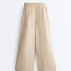 100% linnen broek met wijde pijpen en strepen