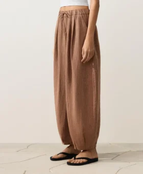 100% linnen gestreepte ballonbroek