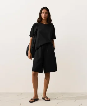 100% linnen midi-bermuda shorts