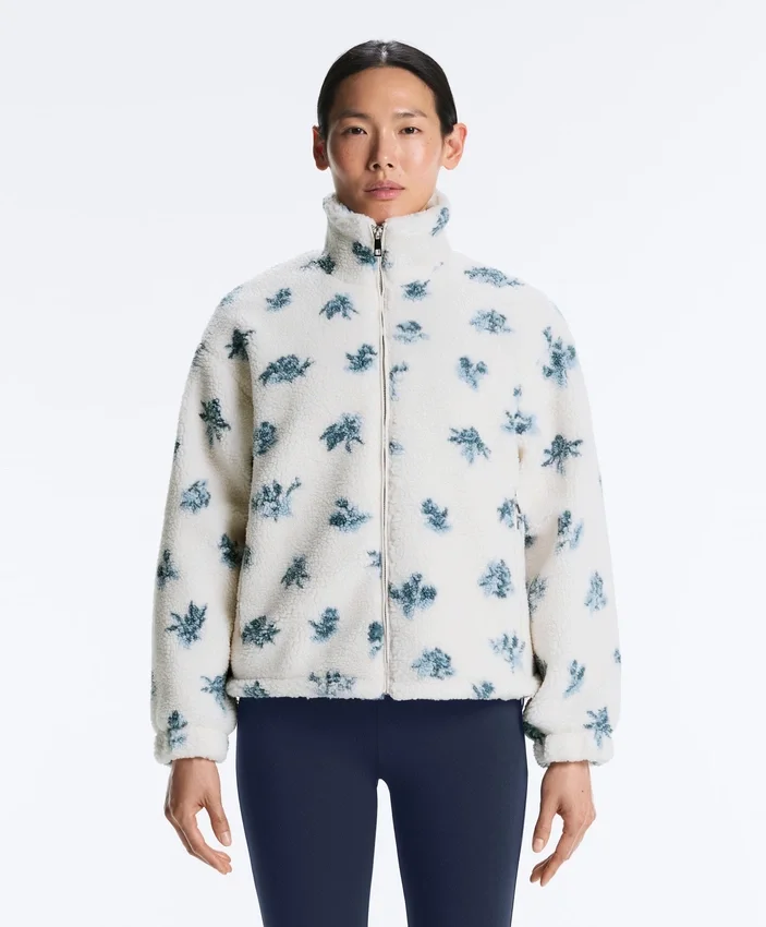 Bloemenprint jasje van imitatieschapenvacht Bloemenprint jasje van imitatieschapenvacht