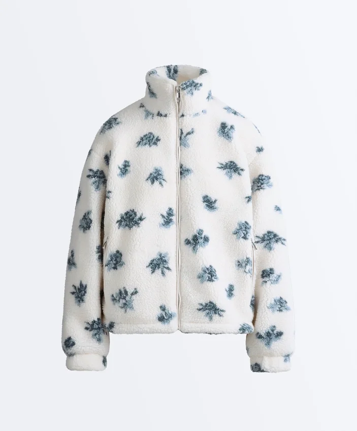 Bloemenprint jasje van imitatieschapenvacht Bloemenprint jasje van imitatieschapenvacht