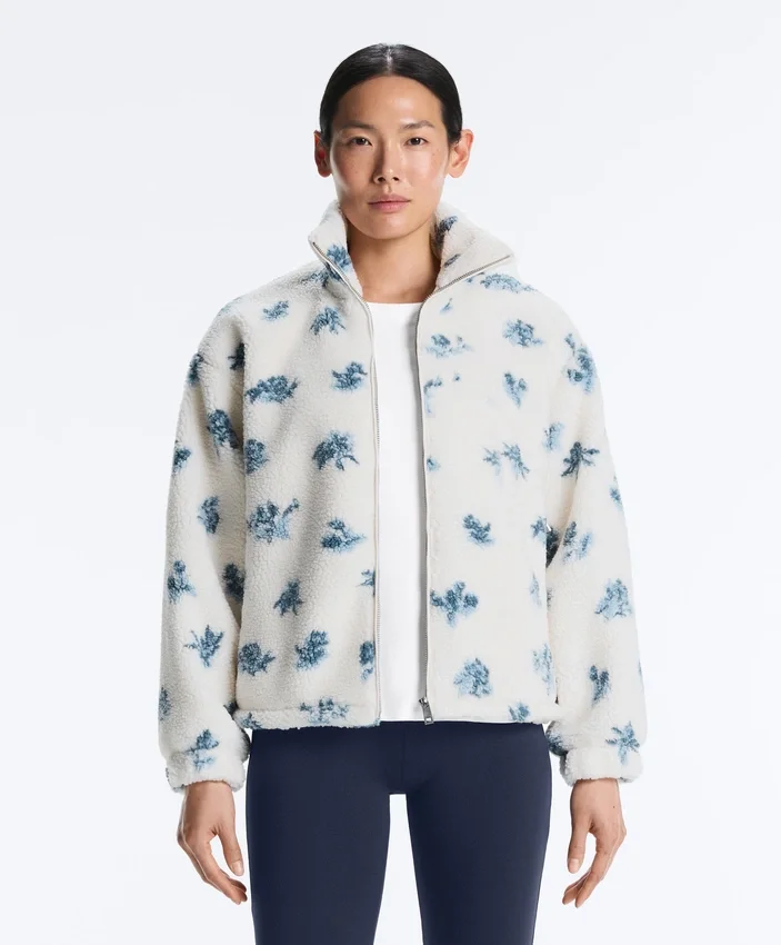 Bloemenprint jasje van imitatieschapenvacht Bloemenprint jasje van imitatieschapenvacht