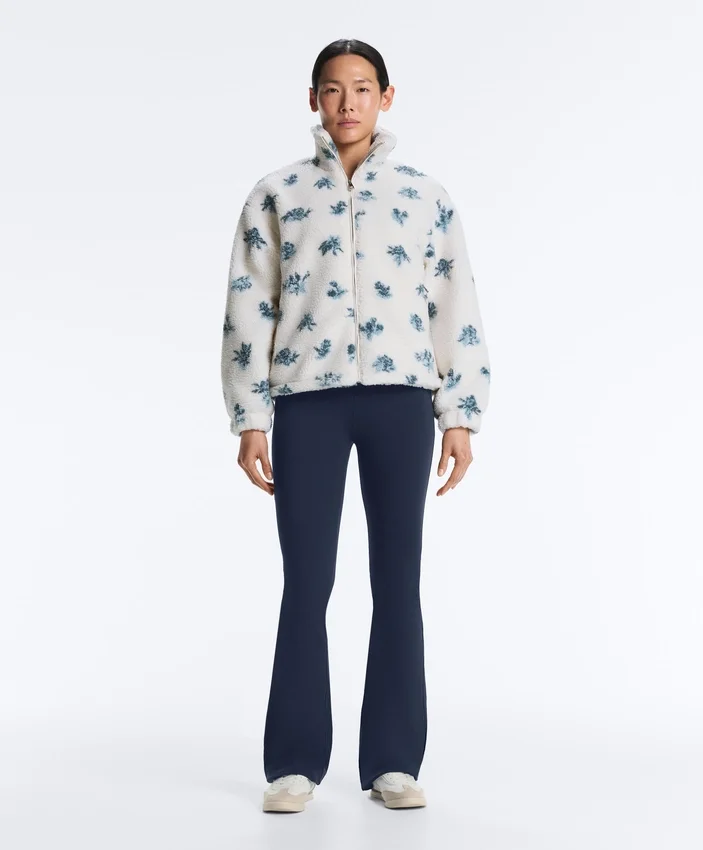 Bloemenprint jasje van imitatieschapenvacht Bloemenprint jasje van imitatieschapenvacht