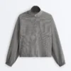 Bomberjas van lyocellmix met gingham-patroon