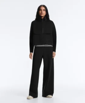Broek met hoge taille en wijde pijpen met neopreen-effect