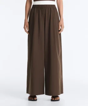 Broek met wijde pijpen van 100% katoenpopeline