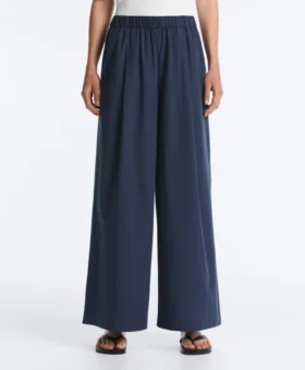 Broek met wijde pijpen van 100% katoenpopeline