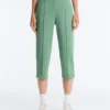 Capri-broek van piqué met katoenen riemlussen