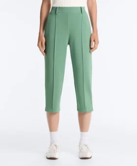 Capri-broek van piqué met katoenen riemlussen Capri-broek van piqué met katoenen riemlussen