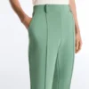 Capri-broek van piqué met katoenen riemlussen
