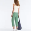 Capri-broek van piqué met katoenen riemlussen
