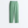 Capri-broek van piqué met katoenen riemlussen