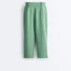 Capri-broek van piqué met katoenen riemlussen