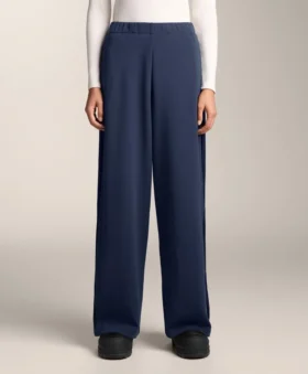 Cocoonbroek met plooi aan de zijkant en geborsteld modal