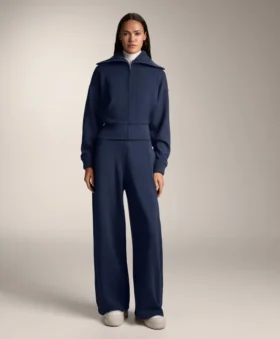 Cocoonbroek met plooi aan de zijkant en geborsteld modal