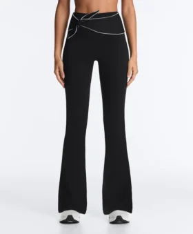 Comfortlux hoge taille flare broek met strik