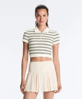Gestreepte naadloze poloshirt met korte mouwen Gestreepte naadloze poloshirt met korte mouwen