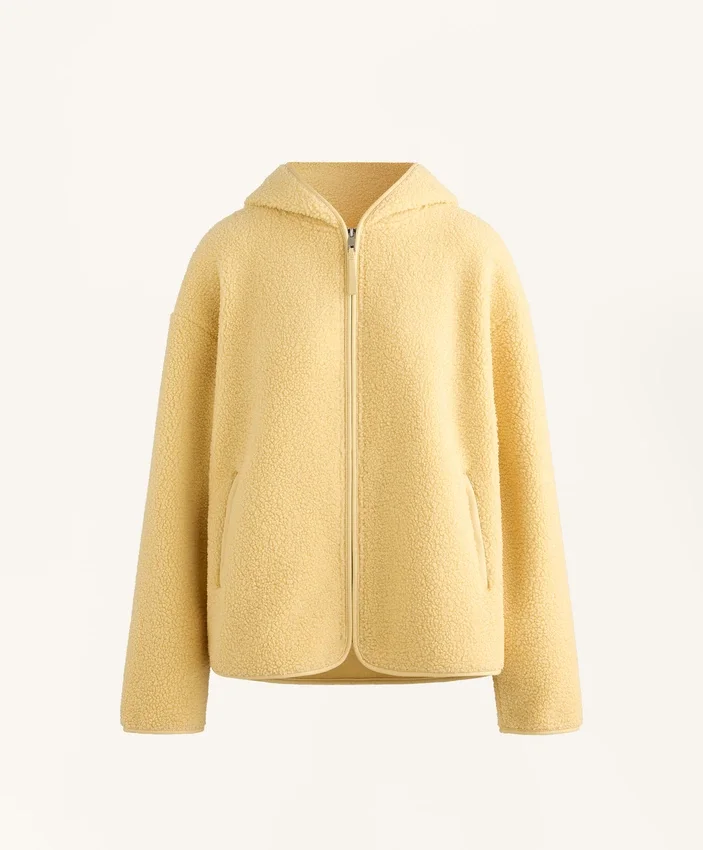 Imitatie-lammy coats-jas met capuchon Imitatie-lammy coats-jas met capuchon