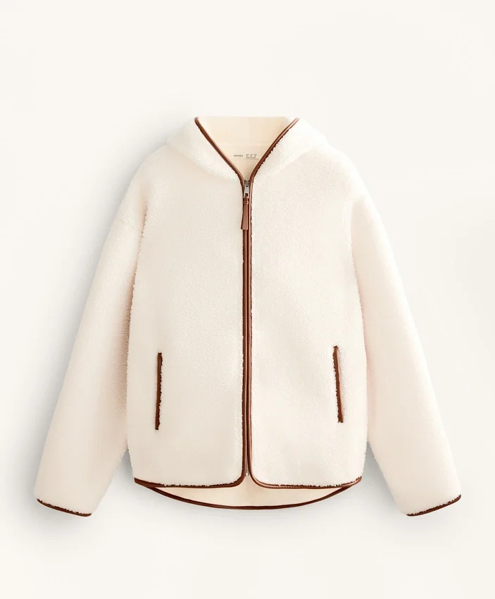 Imitatie-lammy coats-jas met capuchon Imitatie-lammy coats-jas met capuchon