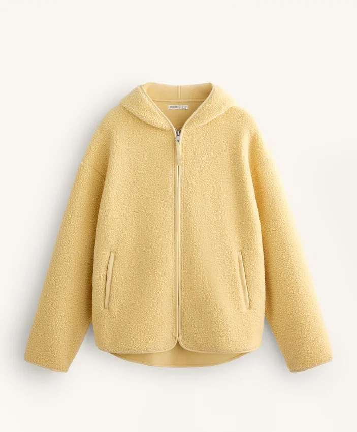 Imitatie-lammy coats-jas met capuchon Imitatie-lammy coats-jas met capuchon