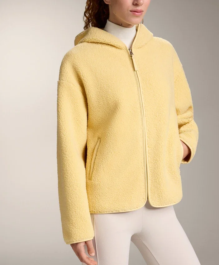 Imitatie-lammy coats-jas met capuchon Imitatie-lammy coats-jas met capuchon