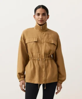 jas met gerimpelde taille van een mix van lyocell en 24 linnen 1 2 280x339 - Jas met gerimpelde taille van een mix van lyocell en 24% linnen