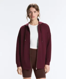 Oversized katoenen piqué jas met capuchon Oversized katoenen piqué jas met capuchon