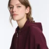 Oversized katoenen piqué jas met capuchon Oversized katoenen piqué jas met capuchon