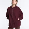 Oversized katoenen piqué jas met capuchon Oversized katoenen piqué jas met capuchon