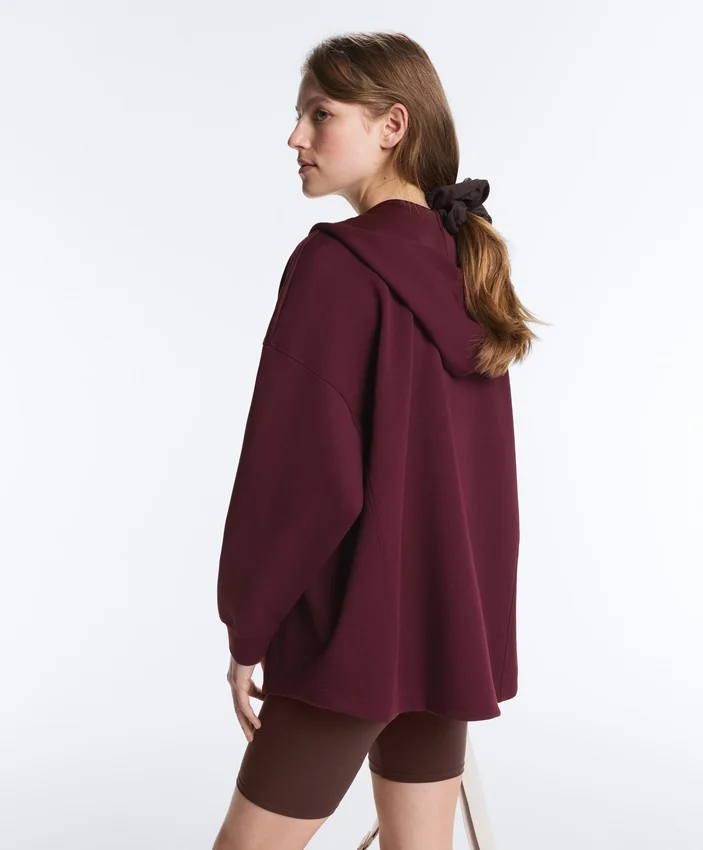 Oversized katoenen piqué jas met capuchon Oversized katoenen piqué jas met capuchon