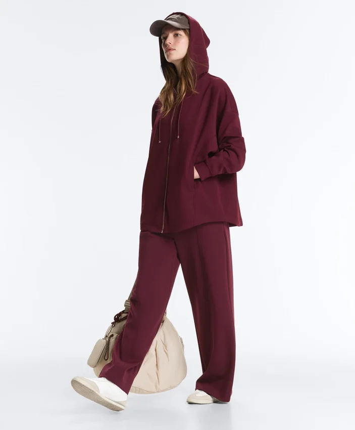 Oversized katoenen piqué jas met capuchon Oversized katoenen piqué jas met capuchon
