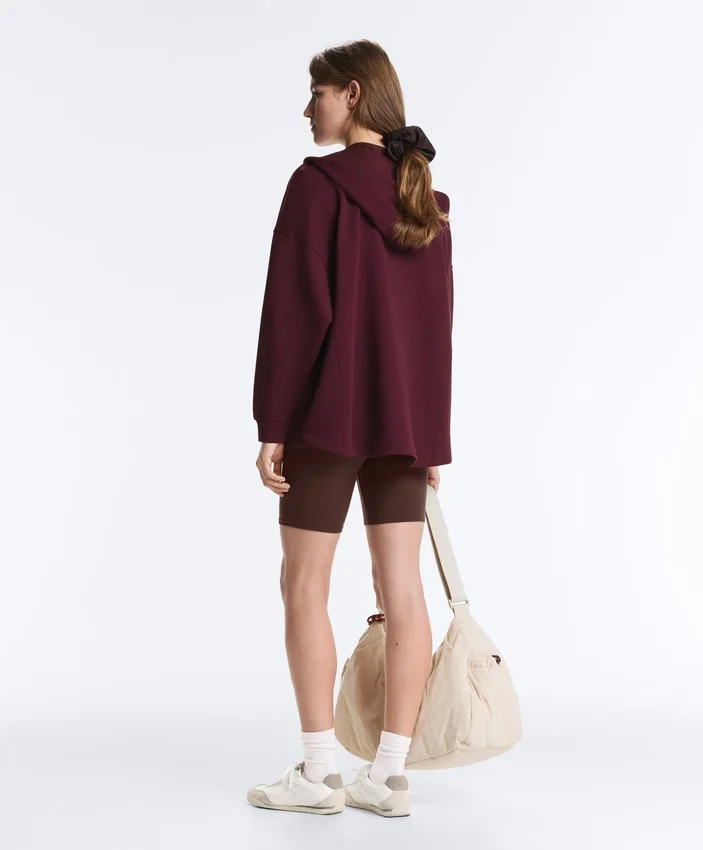 Oversized katoenen piqué jas met capuchon Oversized katoenen piqué jas met capuchon