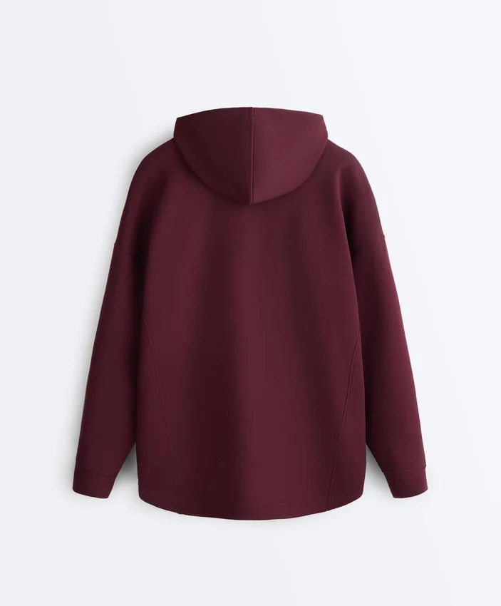 Oversized katoenen piqué jas met capuchon Oversized katoenen piqué jas met capuchon