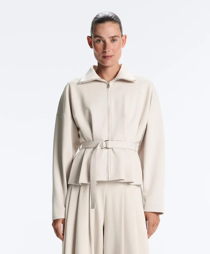Oversized katoenen piqué jas met ceintuur Oversized katoenen piqué jas met ceintuur