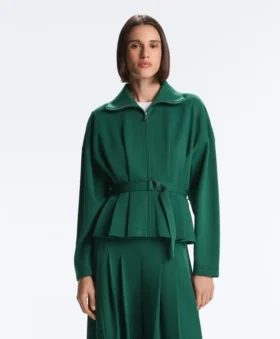 Oversized katoenen piqué jas met ceintuur Oversized katoenen piqué jas met ceintuur