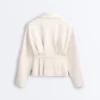 Oversized katoenen piqué jas met ceintuur Oversized katoenen piqué jas met ceintuur