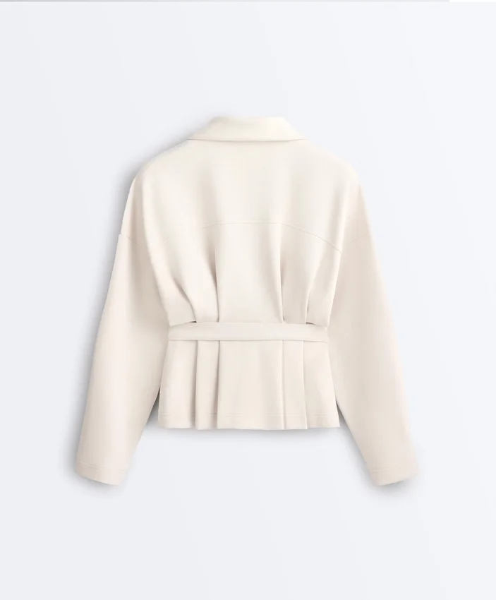 Oversized katoenen piqué jas met ceintuur Oversized katoenen piqué jas met ceintuur