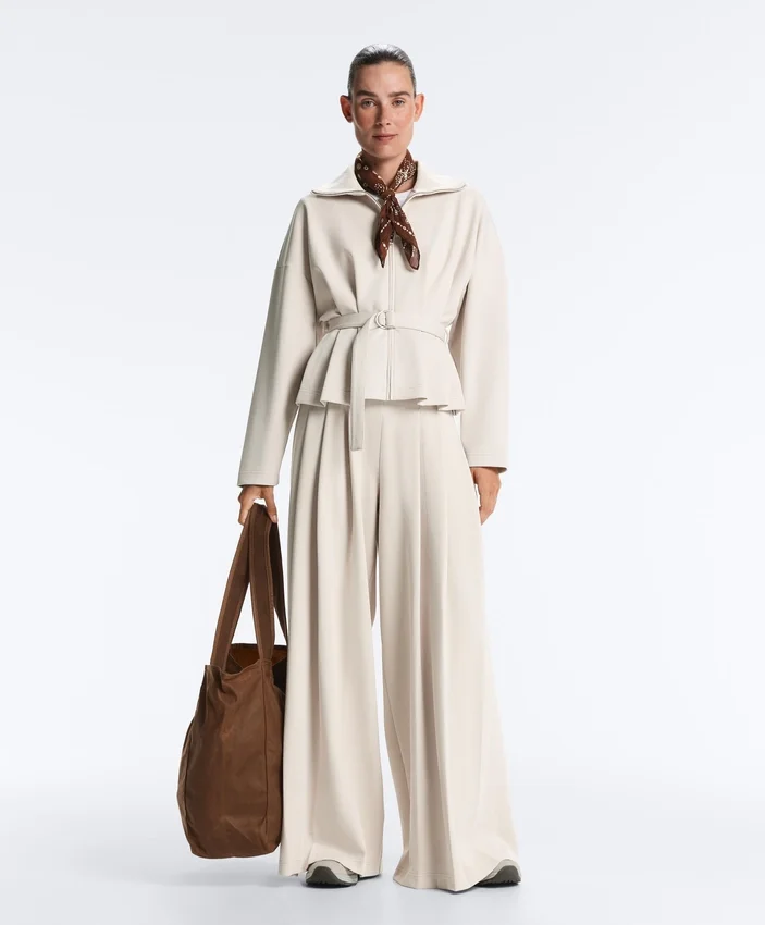 Oversized katoenen piqué jas met ceintuur Oversized katoenen piqué jas met ceintuur