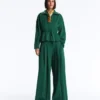 Oversized katoenen piqué jas met ceintuur Oversized katoenen piqué jas met ceintuur