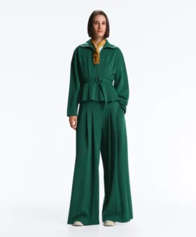 Oversized katoenen piqué jas met ceintuur Oversized katoenen piqué jas met ceintuur