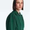 Oversized katoenen piqué jas met ceintuur Oversized katoenen piqué jas met ceintuur